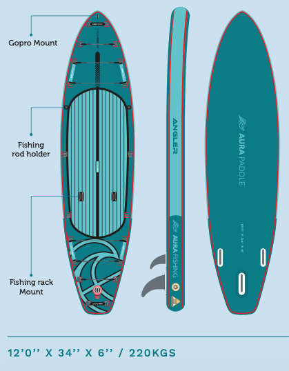 Aura Fishing Angler 12' — Glacier Blue